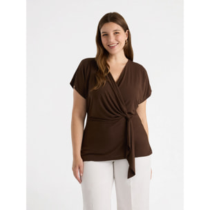 Fiorella Rubino - Camiseta cruzada - Marrón