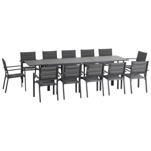 Salon de jardin extensible 12 personnes – Table et chaises empilables
