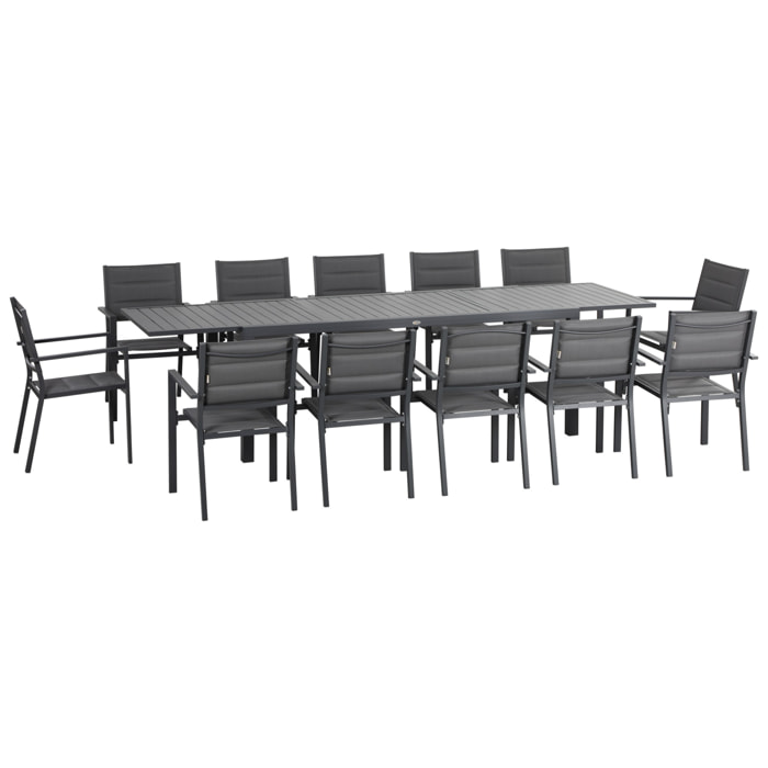 Salon de jardin extensible 12 personnes – Table et chaises empilables