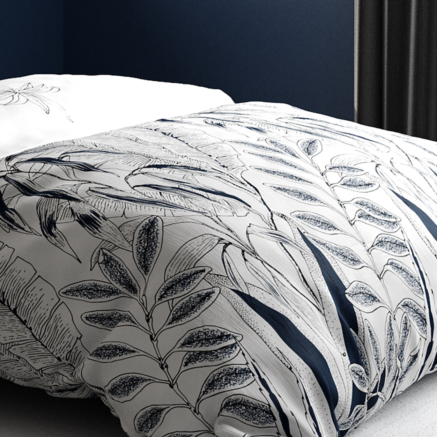 Parure de draps imprimé 100% coton - zanzibar - bleu
