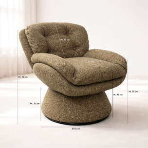 Fauteuil pivotant en tissu marron GUSTAVE