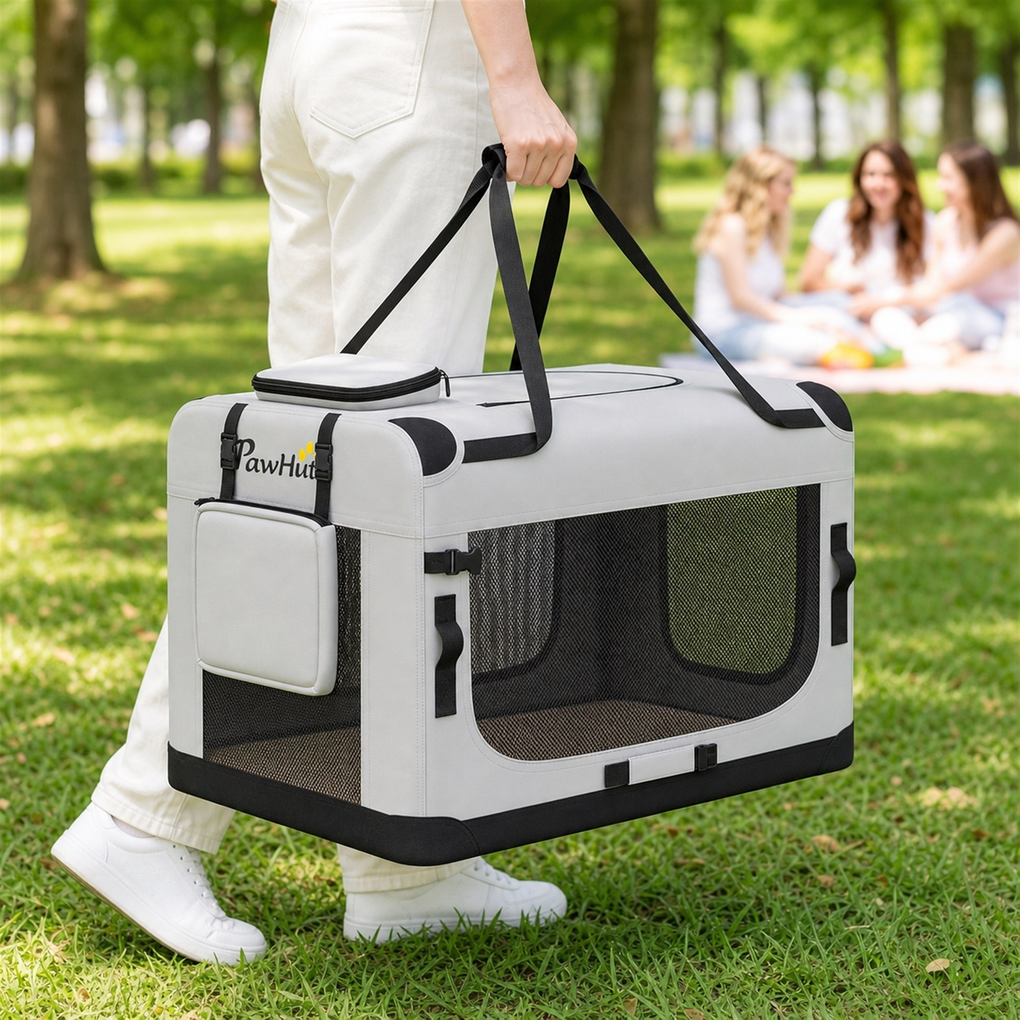 Sac de transport chien chat pliable poignée entrée zippée fenêtres maillées accessoires