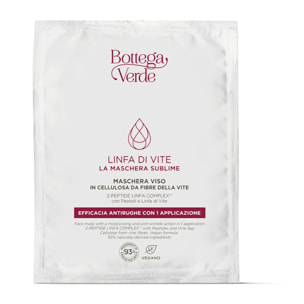 Linfa di Vite - La maschera sublime - Maschera viso in cellulosa da fibre della vite - azione efficacia antirughe con 1 applicazione