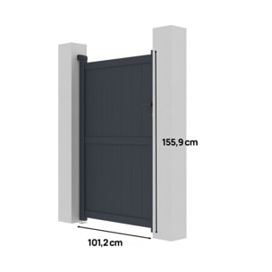 Portillon aluminium "Maurice" - 101.2 x 155.9 cm - Gris