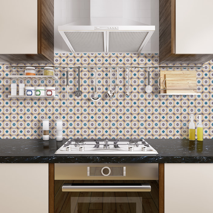 Stickers muraux - Sticker Mural Carrelage adhésif Cuisine Salle de Bain - 60 STICKERS CARRELAGES AZULEJOS EZEQUIEL