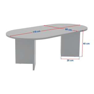 Table basse ovale effet bois & fini noir - pieds en V MARFA