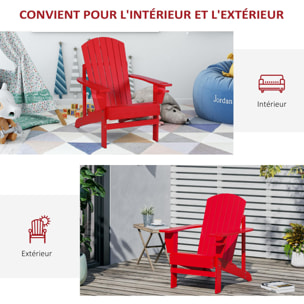 Fauteuil de jardin Adirondack grand confort porte-gobelet intégré bois de sapin traité peint rouge