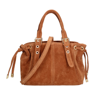 Borsa a mano da donna Made in Italy - Modello Elara Nova - Pelle scamosciata - 14.0 x 8.0 x 25.0 cm