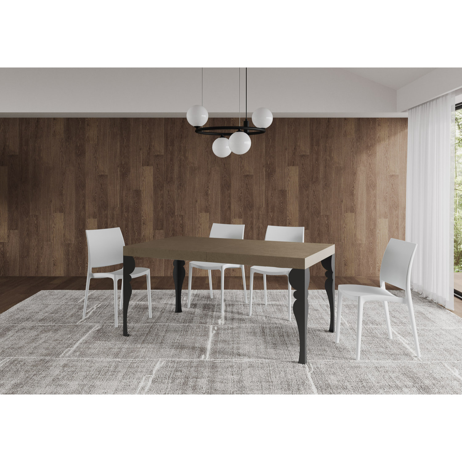 Mesa extensible 80x160/244 cm Paxon Gris Paloma estructura Antracita