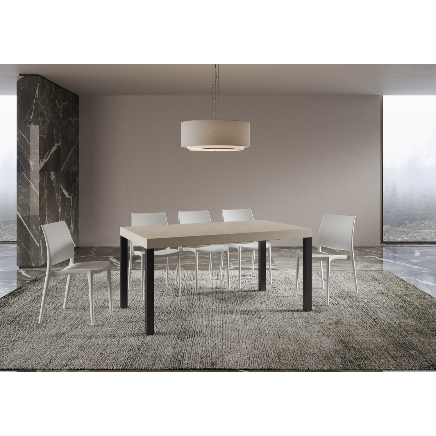 Mesa extensible 90x160/264 cm Everyday cachemira patas antracita