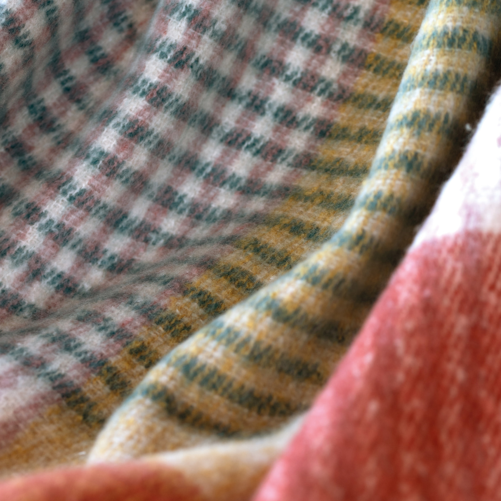 Plaid à carreaux aspect mohair doux - Marron Clair