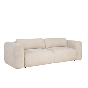 Canapé convertible avec coffre 4 places en tissu velours chenille beige CRUSH