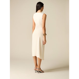 Oltre - Vestito midi a portafoglio - Bianco