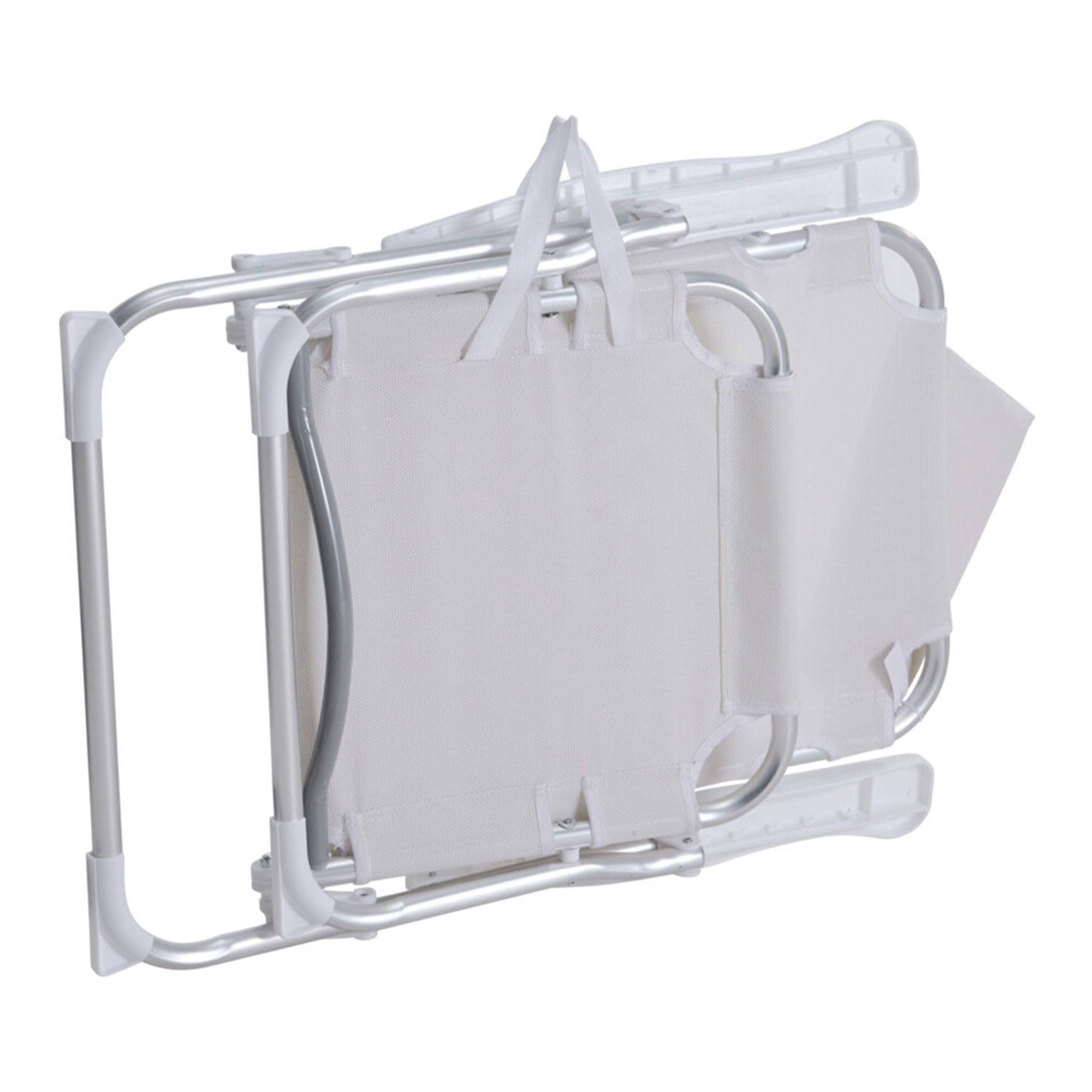 Well Home Silla de playa aluminio tubo Ø22mm con almohada, textilene 2x1 tela blanca, altura total 78cm, asiento 47cm