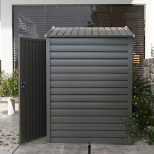 Abri de jardin cabanon dim. 190L x 131l x 188H cm porte verrouillable ventilations tôle acier ondulé gris