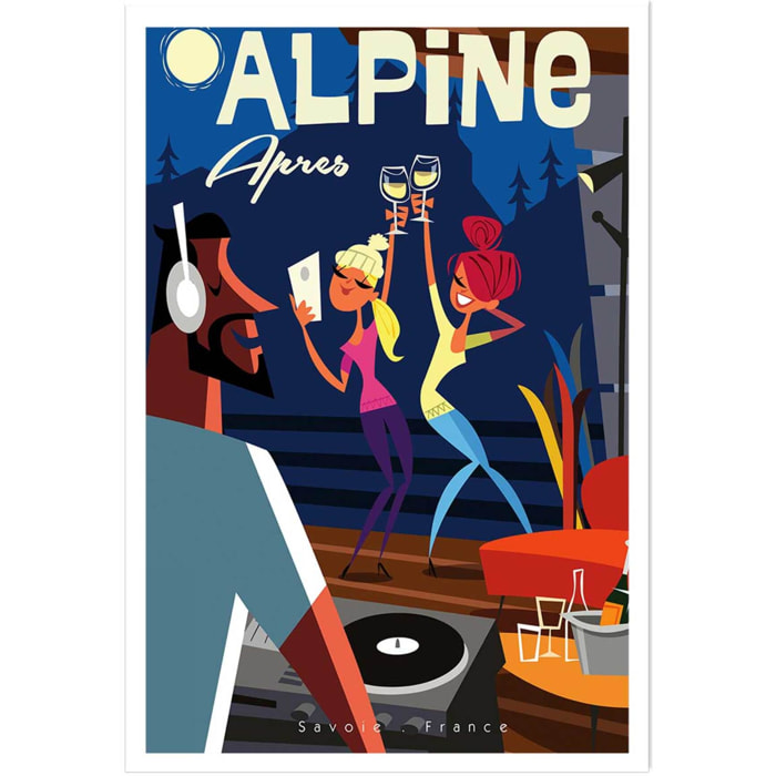 Poster vintage after ski en savoie Affiche seule