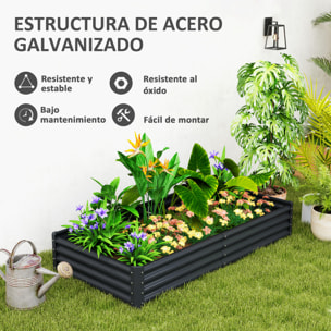 Jardinera Elevada de Acero Galvanizado Huerto Urbano para Cultivar Plantas Flores Hierba Macetero Grande Exterior Rectangular con Fondo Abierto 180x90x30 cm Gris Oscuro