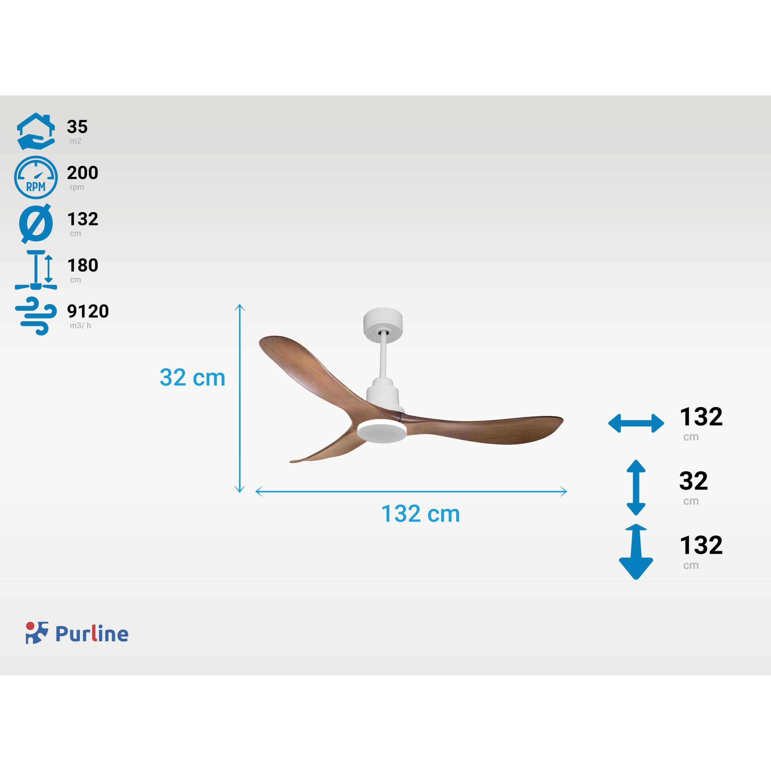 Ventilateur de plafond Réversible  Thermostat Pays vendable Wifi Moteur à courant continu Toits en pente Télécommande Hypersilence Mémoire