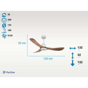 Ventilateur de plafond Réversible  Thermostat Pays vendable Wifi Moteur à courant continu Toits en pente Télécommande Hypersilence Mémoire