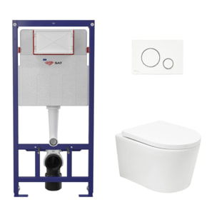 Pack WC bâti ECO 2L Swiss Aqua Technologies + WC suspendu Swiss Aqua Technologies + plaque blanche (STESTBRWT03-FR)