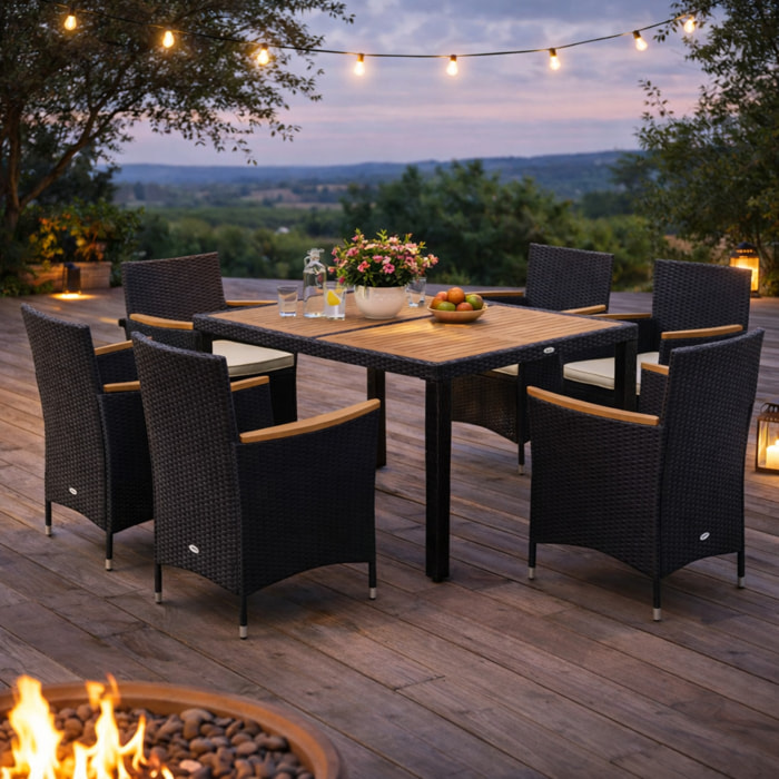 Salon de jardin 6 personnes – Table à manger – Fauteuils inclus