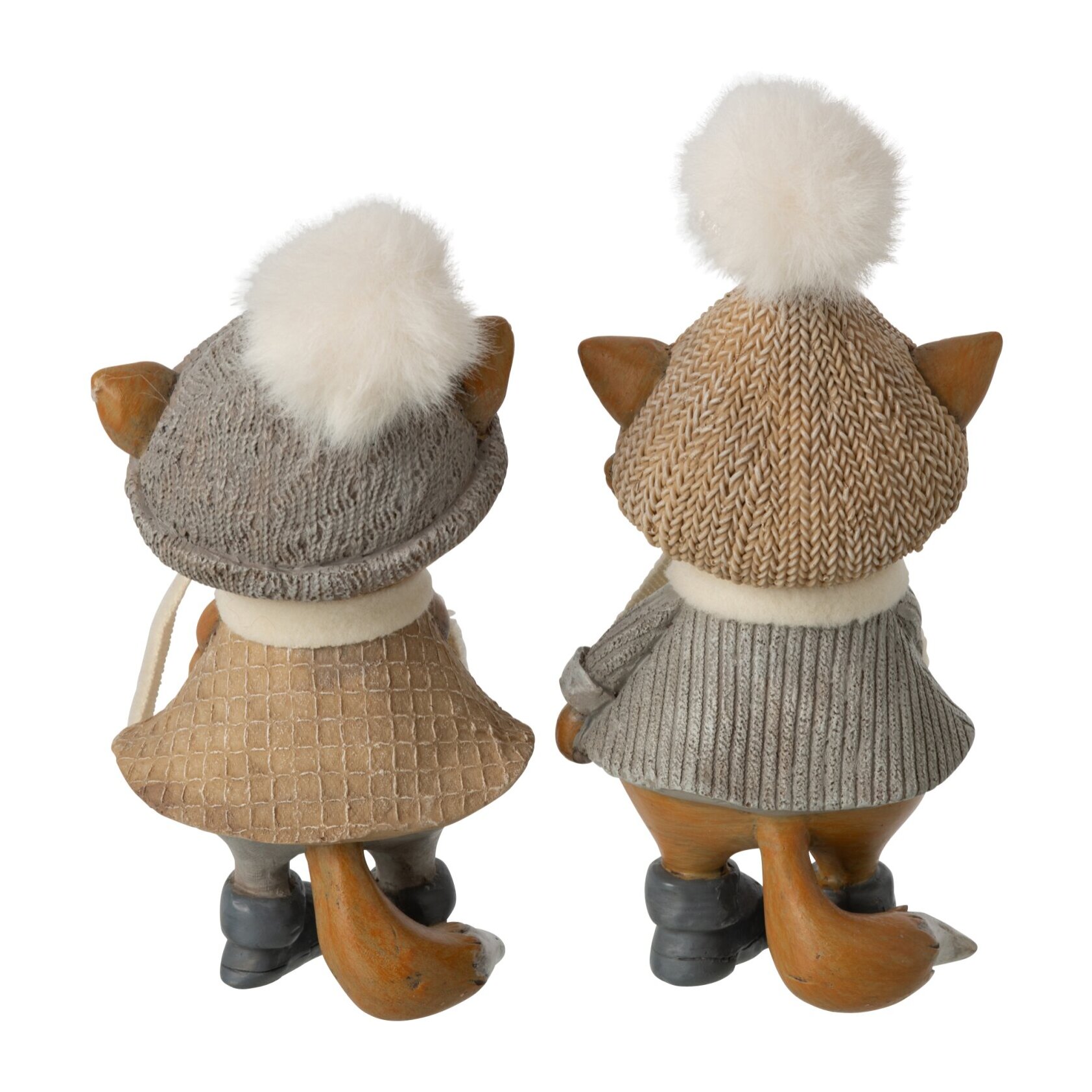 J-Line Renard hiver - polyester - gris/marron - large - assortiment de 2