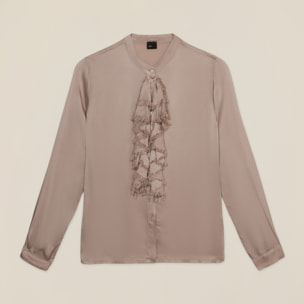 Oltre - Camicia in raso con volant - Rosa