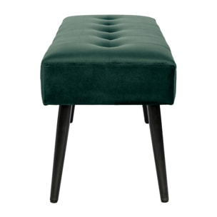 Banc design capitonné en tissu velours vert foncé et métal noir L96 cm GUESTA