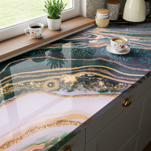 Rouleau revêtement adhésif imperméable - Sticker lavable plan de travail - ÉPOXY EMERAUDE