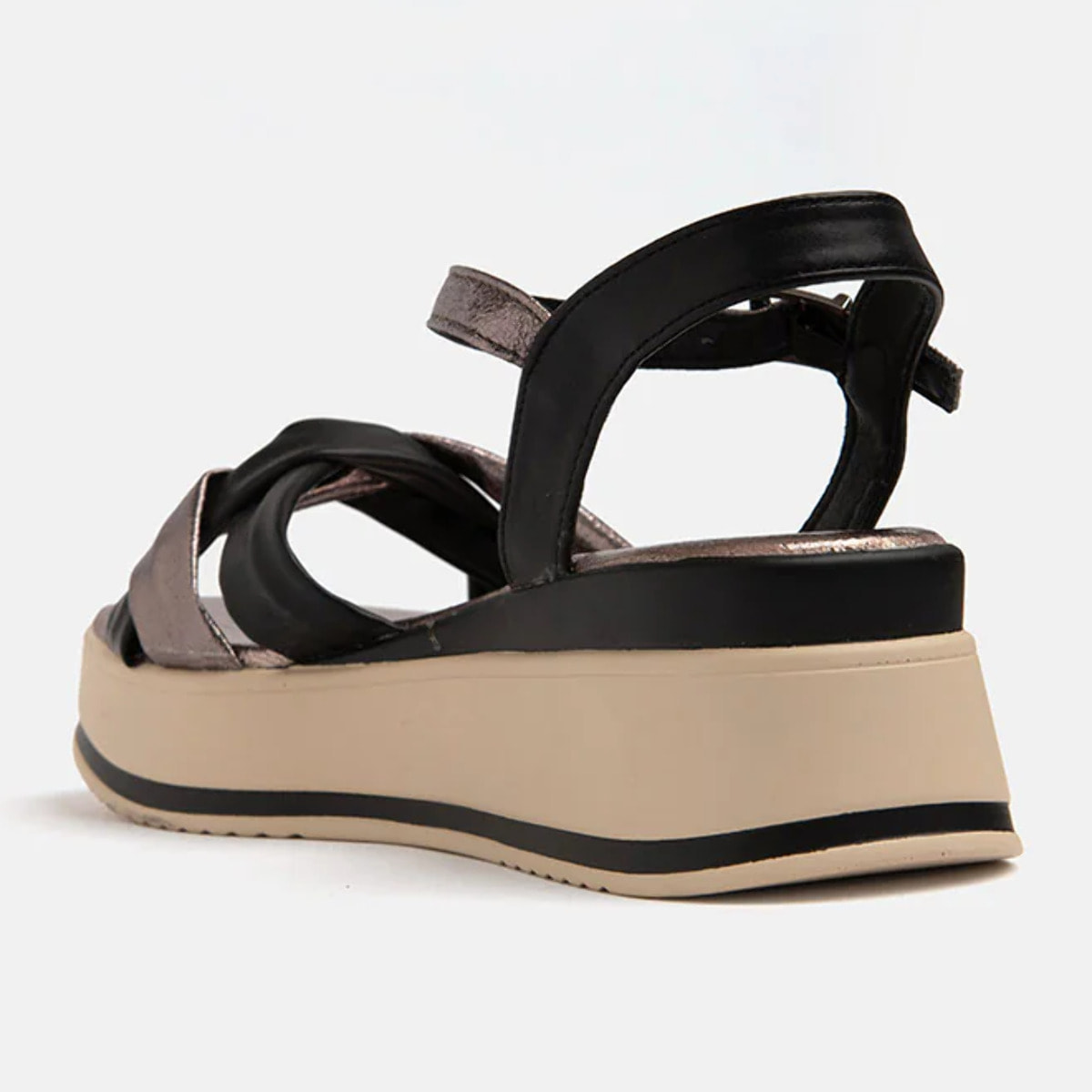 Zeppa con fasce incrociate cromate - ARGENTO