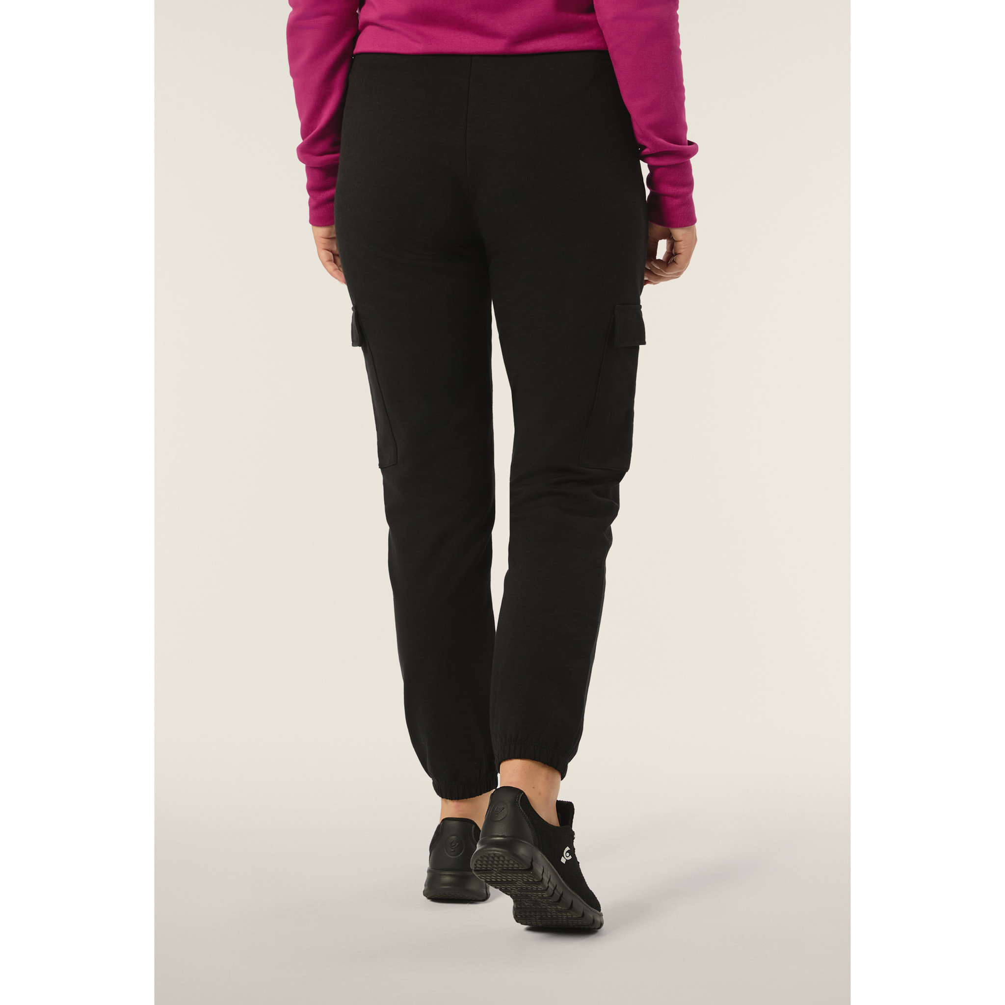 Pantaloni cargo regular fit da donna in felpa garzata