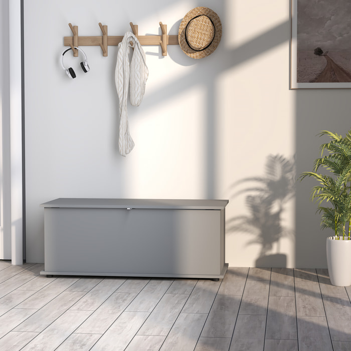 Coffre malle de rangement coffre à jouets dim. 100L x 40l x 40H cm panneaux particules gris