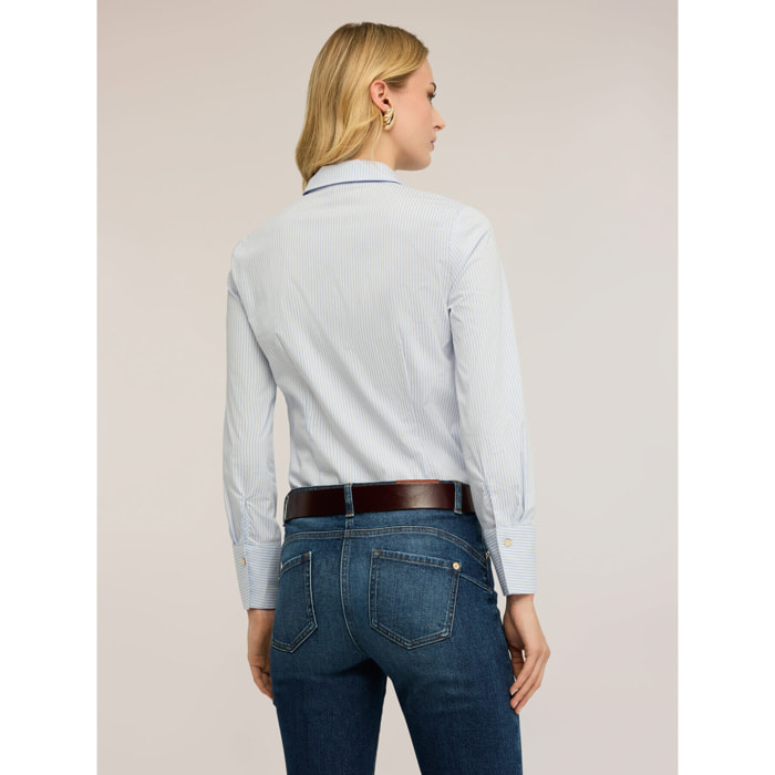 Motivi - Camicia in popeline a righe - Azzurro