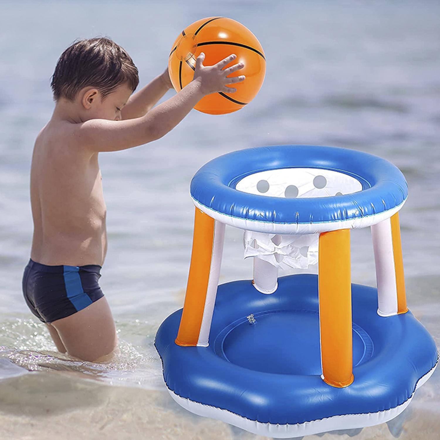 Juego de hinchables voleibol y baloncesto, para piscina y exteriores.