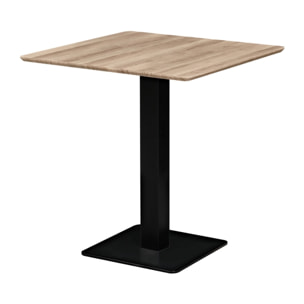 Tavolo 70x70 moderno con top rovere e piede nero - Jago