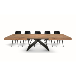 Tavolo VULCANO in legno, finitura rovere rustico con base in MDF antracite, allungabile 180×90 cm – 260×90 cm