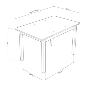 Mesa de comedor extensible Milan 110 Blanco