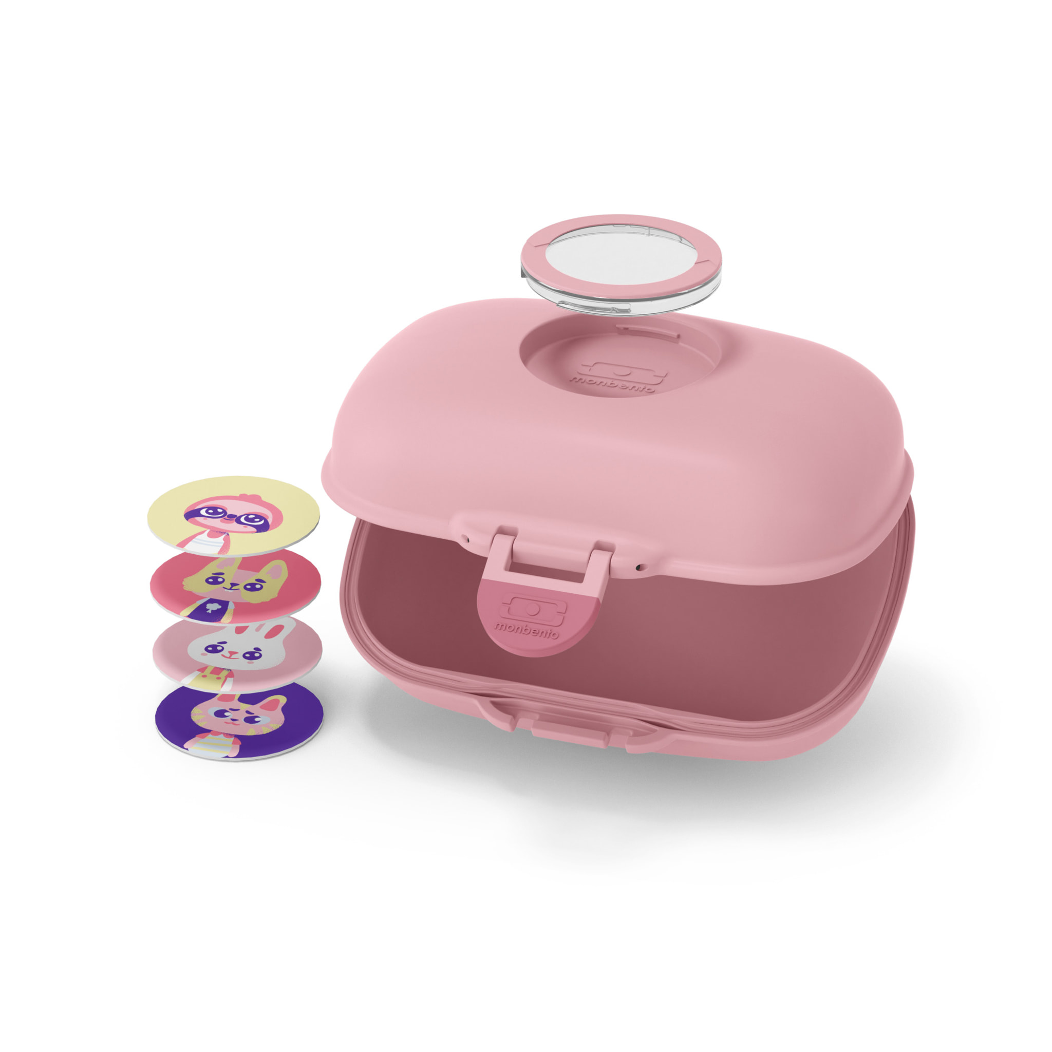 Set lunch box et boite à goûter enfants blanc/rose + accessoires