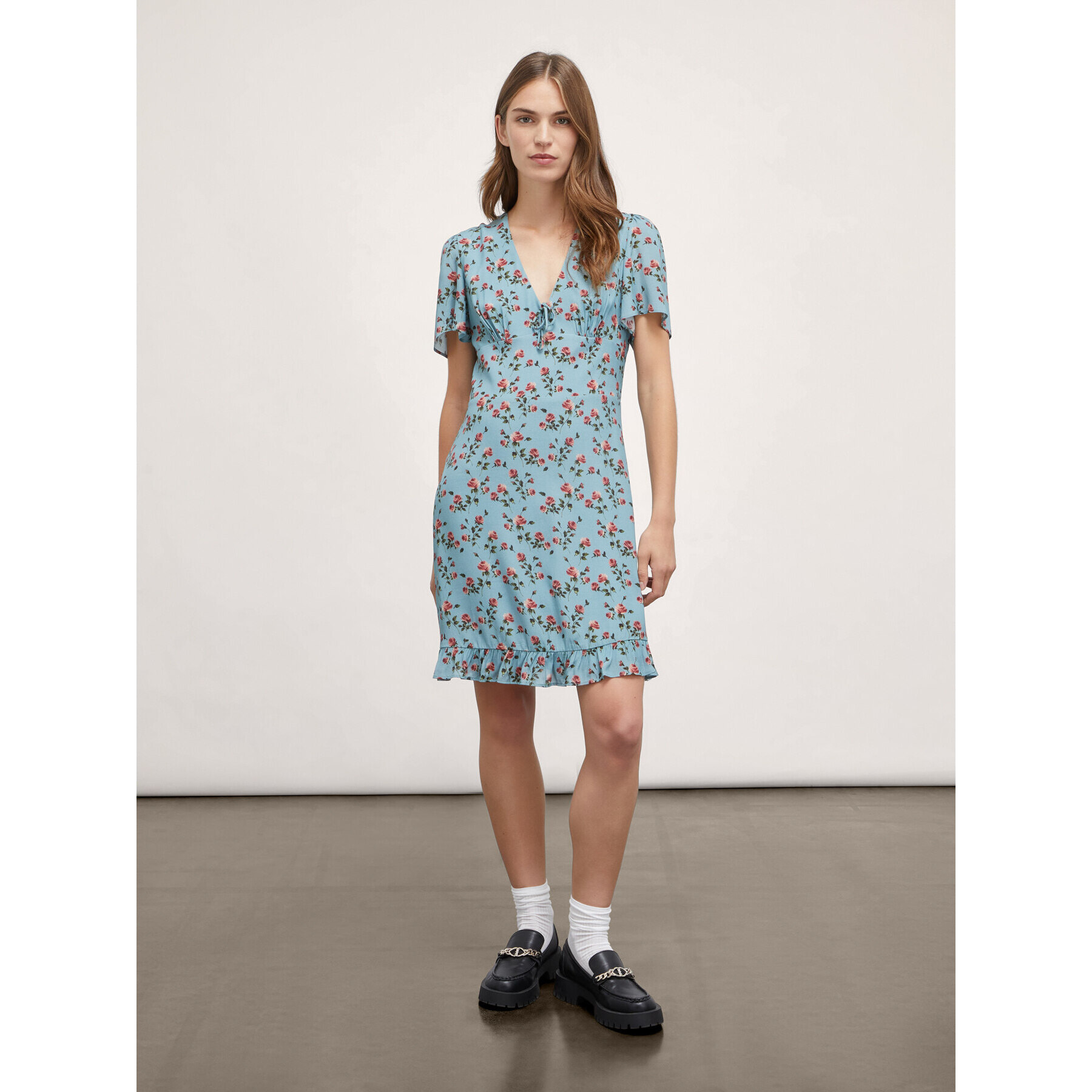 Motivi - Vestido skater con estampado floral - Light - blue