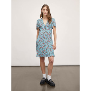 Motivi - Vestido skater con estampado floral - Light - blue