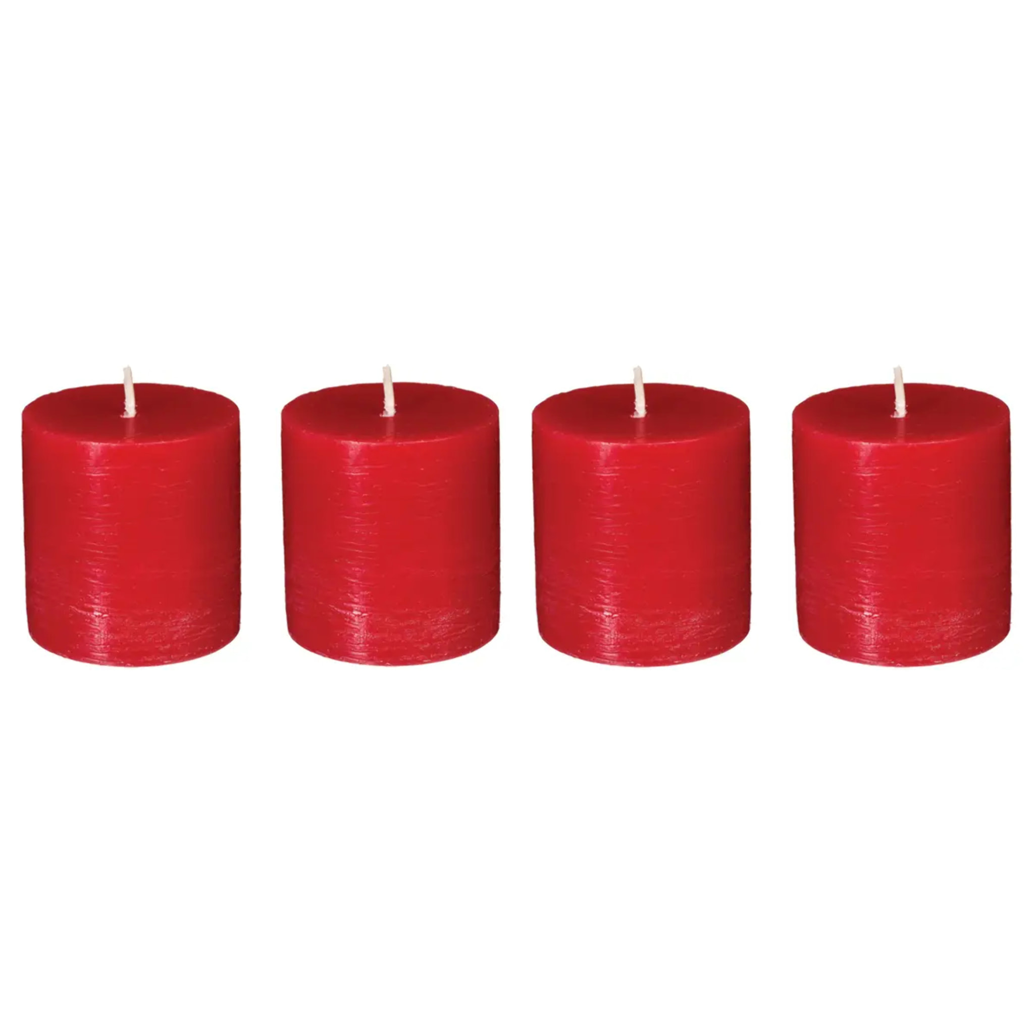 Lot de 4 bougies rustiques rouge 60g