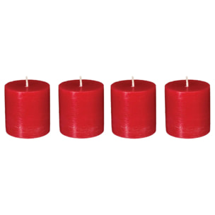 Lot de 4 bougies rustiques rouge 60g