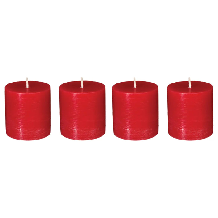 Lot de 4 bougies rustiques rouge 60g