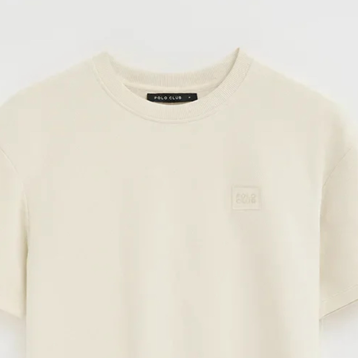 Maglietta ecrù con microstruttura e toppa Polo Club