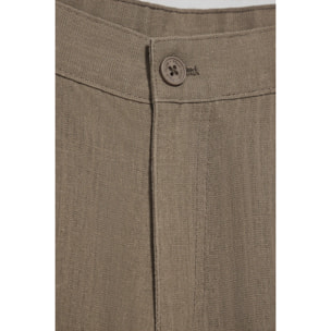 Pantaloni Deia color tortora in cotone e lino con particolari Polo Club