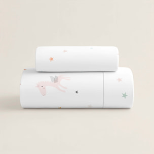 Funda Nórdica Estampada - Reversible - Infantil - Cierre Solapa - 100% Algodón - Incluye 1 Funda de Almohada - Pegaso Mágico