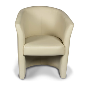 Poltrona Ago, Poltrona da salotto, Seduta imbottita, Sedia con braccioli in ecopelle, 64x63h76 cm, Beige
