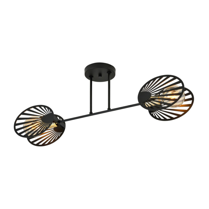 Lampada a sospensione Talia in acciaio nero e oro