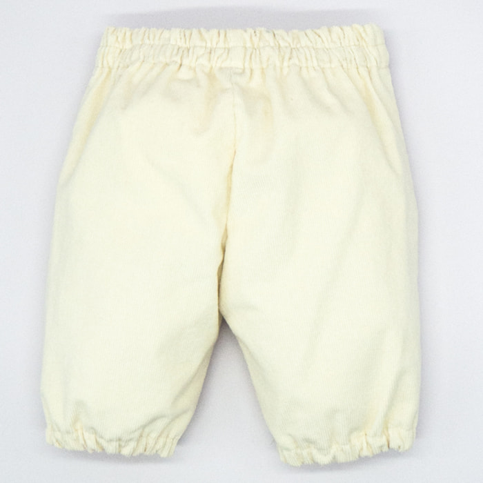 PANTALÓN GOMAS BAJO PANA BLANCO