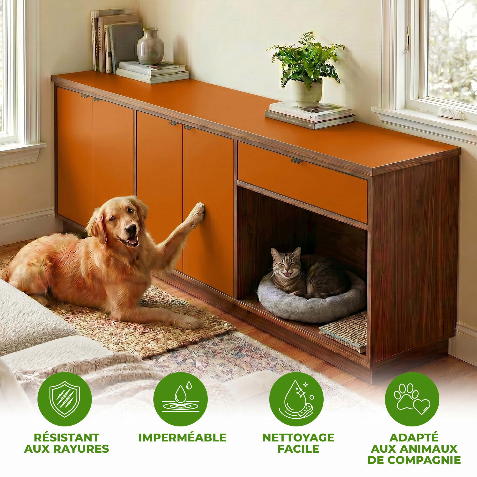 Rouleau adhésif décoratif Vinyle au Mètre - Noisette - Sticker Lavable Imperméable Mur Cuisine Meubles